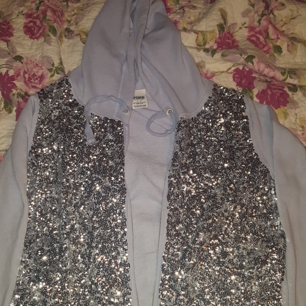 PINK sequined hoodie-needs zipper